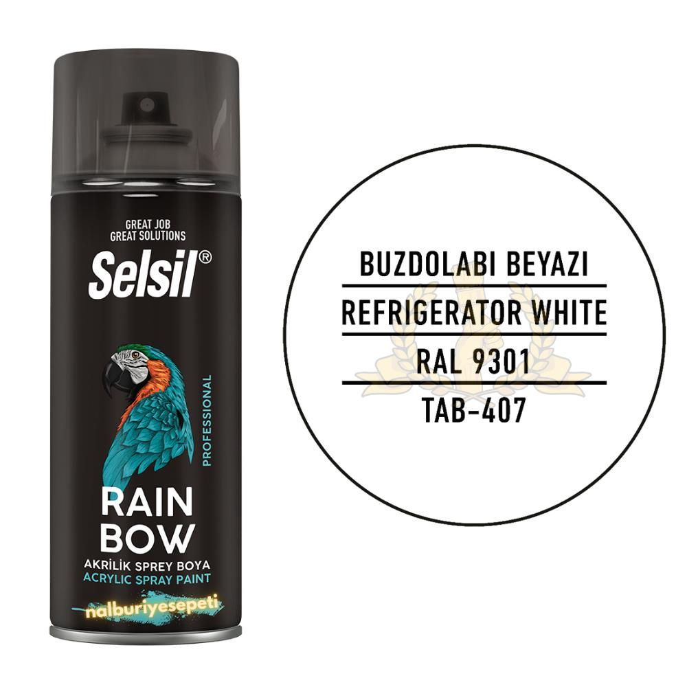 Selsil Rainbow Akrilik Sprey Boya BUZDOLABI BEYAZI 400 ml. - RAL9301