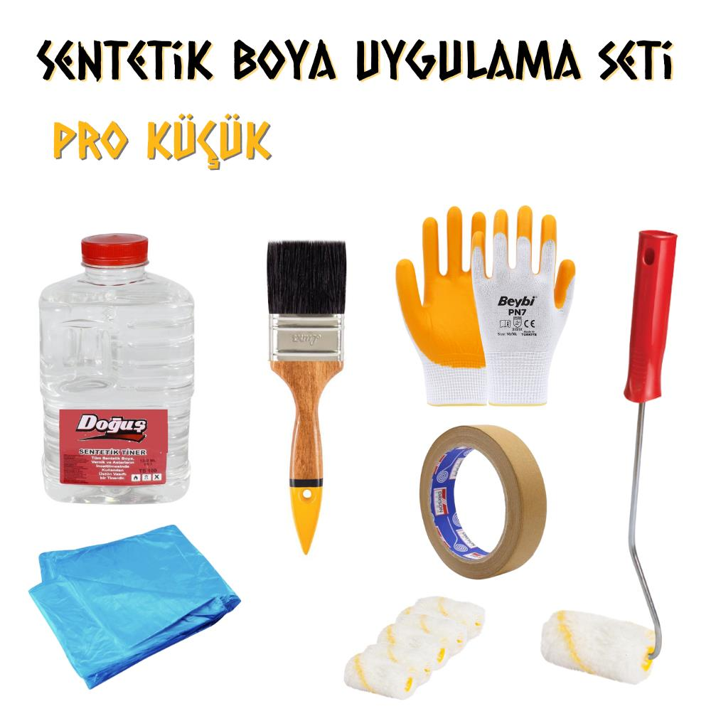 Boya Uygulama Seti Pro Küçük - Tiner-Fırça-Rulo-Örtü-Bant-Eldiven