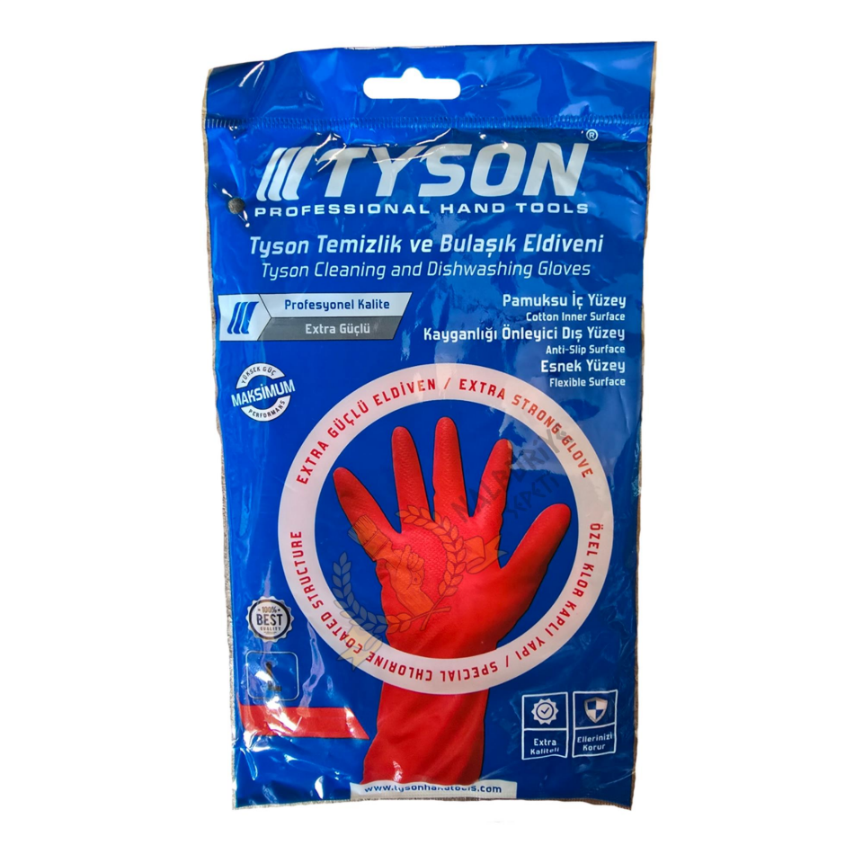Kupa Tyson Lateks Temizlik ve Bulaşık Eldiveni - No: 8 Medium - 12 Çift