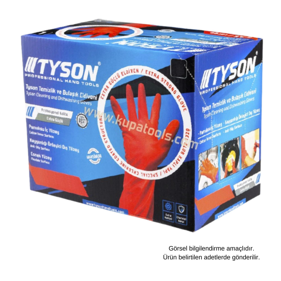 Kupa Tyson Lateks Temizlik ve Bulaşık Eldiveni - No: 8 Medium - 12 Çift