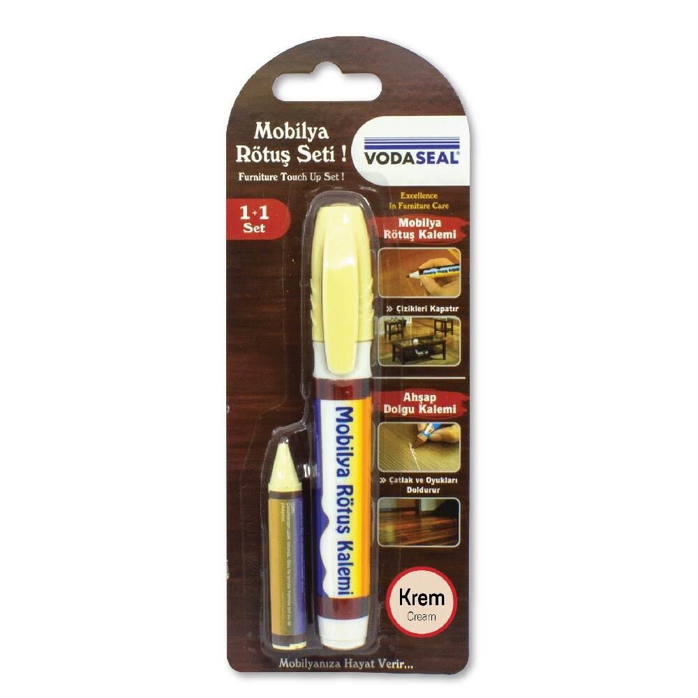 VodaSeal İkili Mobilya Rötüş Seti - Dolgu ve Rötuş Kalemi - Krem