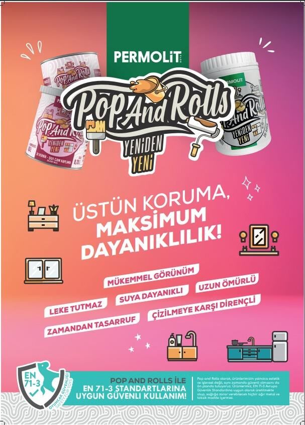 Permolit Pop and Rolls Su Bazlı Akrilik Yenileme Boyası - Beyaz - 1 lt.