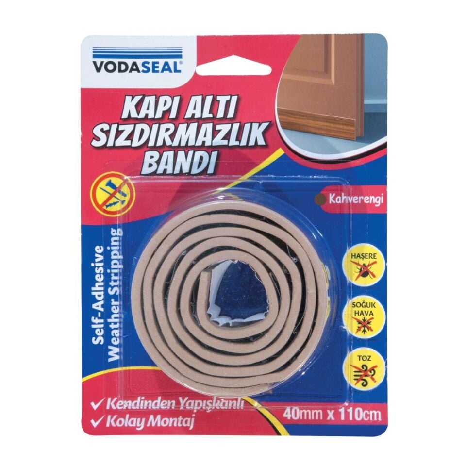 VodaSeal Kapı Altı Sızdırmazlık Bandı 40 mm. - 1.1 mt. - Kahverengi