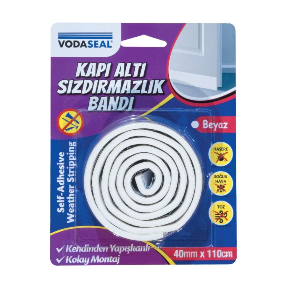 VodaSeal Kapı Altı Sızdırmazlık Bandı 40 mm. - 1.1 mt. - Beyaz
