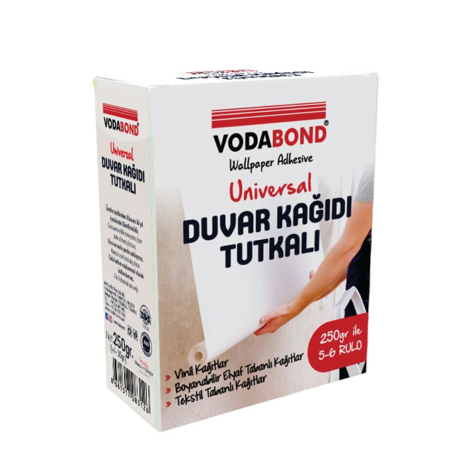 VodaBond Universal Tekstil-Vinil Duvar Kağıdı Tutkalı Şeffaf Toz - 250 gr.