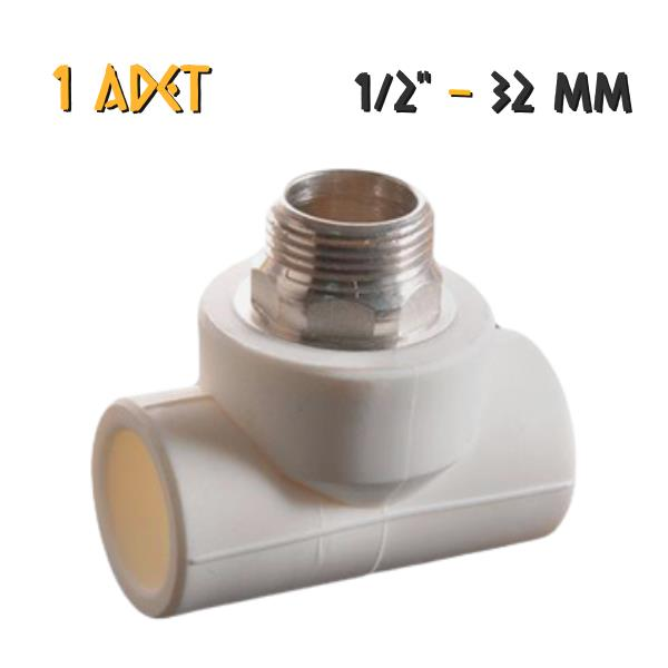 Plastherm PPRC Geçme T Parçası - Dış Dişli - 32x1/2'' - 1 Adet