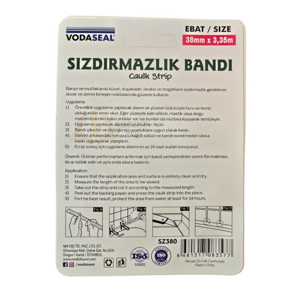 Vodaseal Su Geçirmez Sızdırmazlık Bandı Beyaz - 38 mm x 3.35 m.