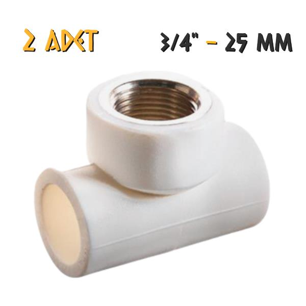 Plastherm PPRC Geçme T Parçası - İç Dişli - 25x3/4'' - 2 Adet