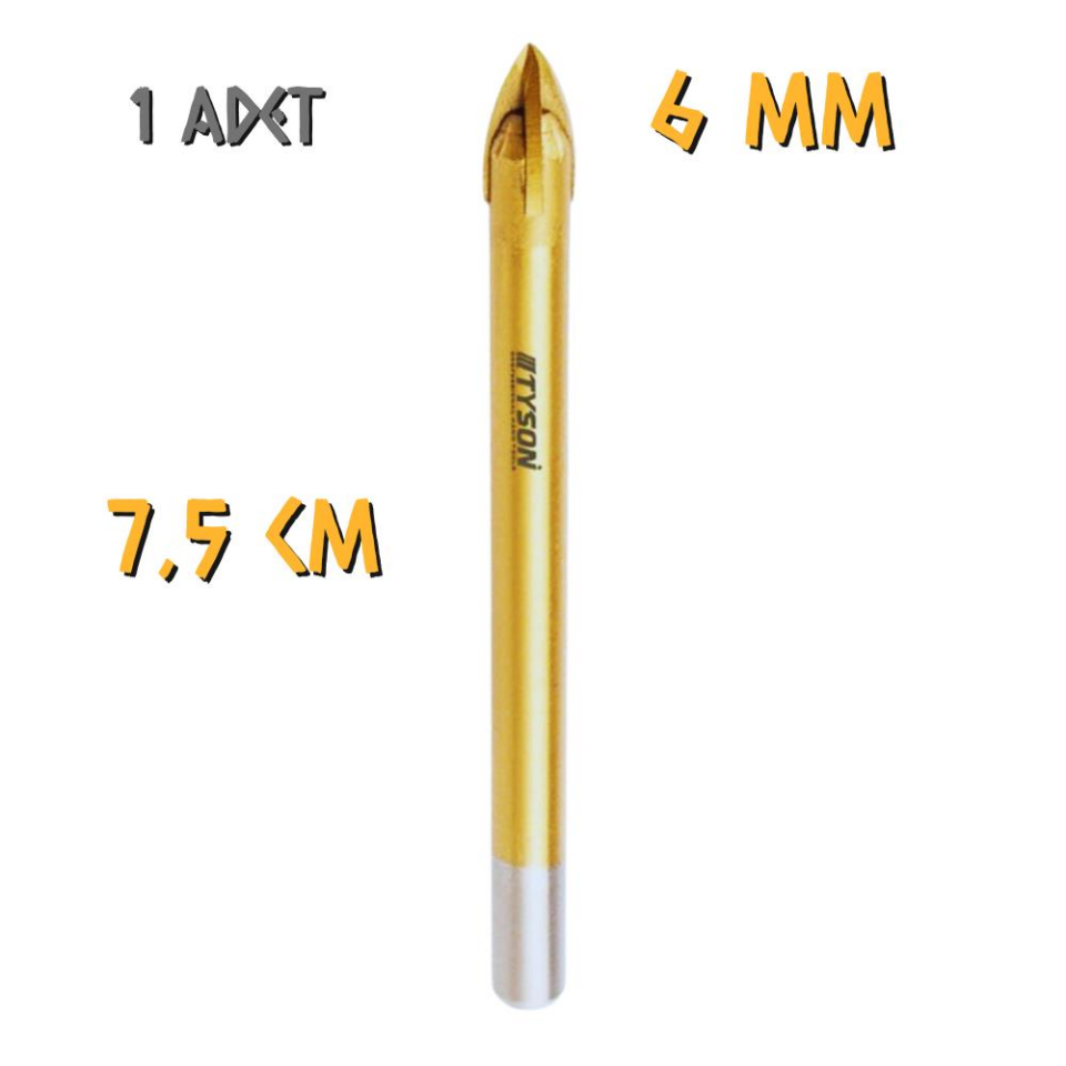 Kupa Tyson Cam Seramik Delici Matkap Ucu 6 mm. - 1 Adet