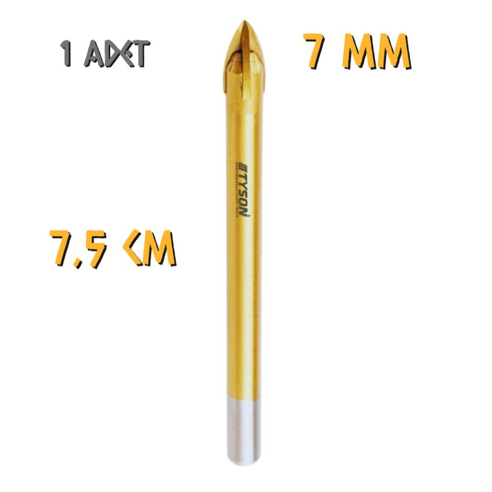 Kupa Tyson Cam Seramik Delici Matkap Ucu 7 mm. - 1 Adet