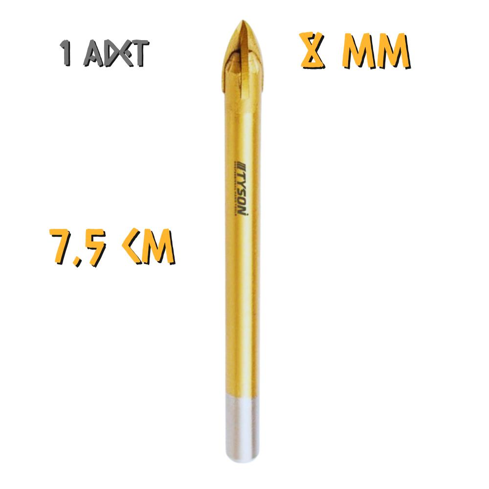 Kupa Tyson Cam Seramik Delici Matkap Ucu 8 mm. - 1 Adet