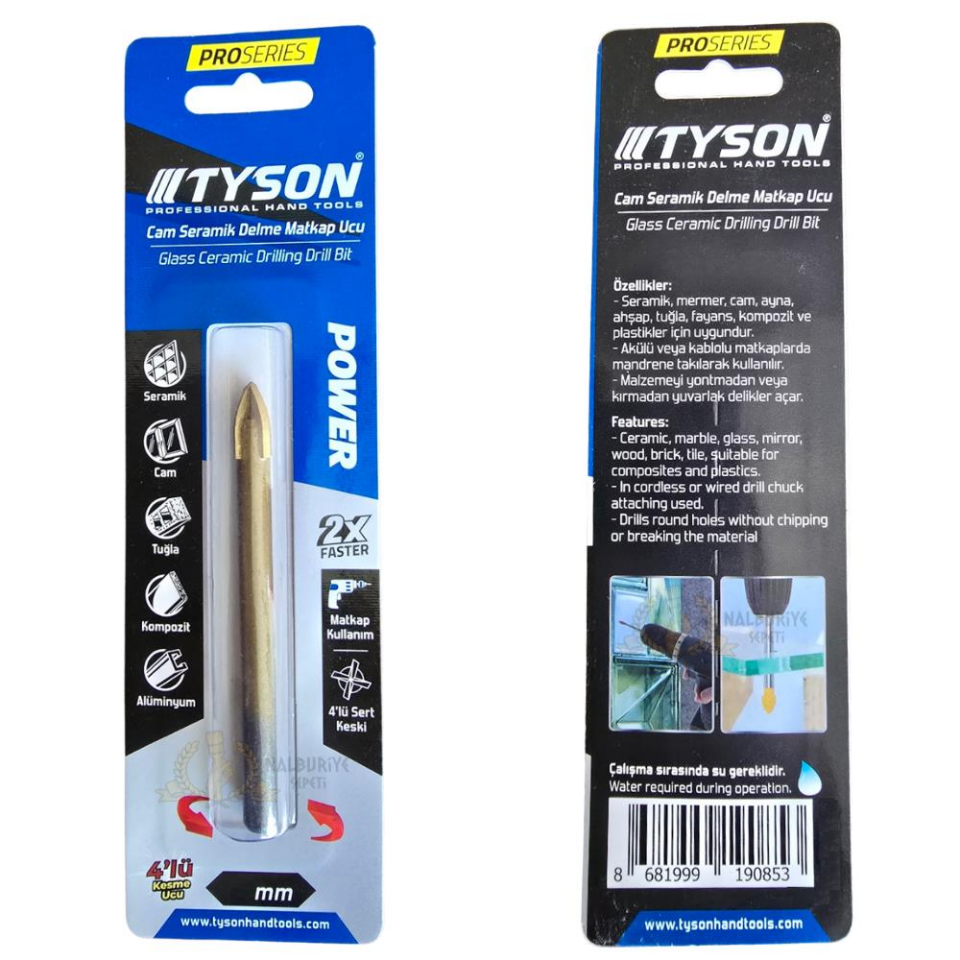 Kupa Tyson Cam Seramik Delici Matkap Ucu 8 mm. - 1 Adet