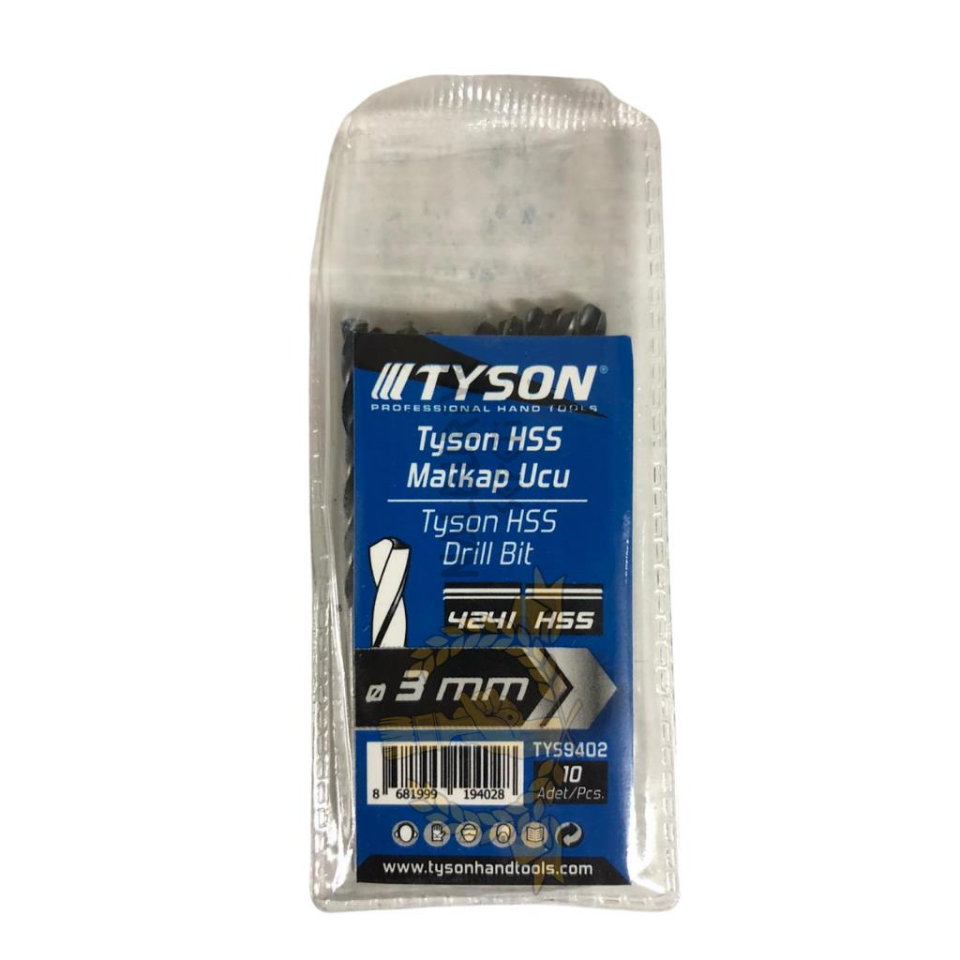 Kupa Tyson Metal Ahşap Delici HSS Matkap Ucu 3.0 mm. - 10 Adet
