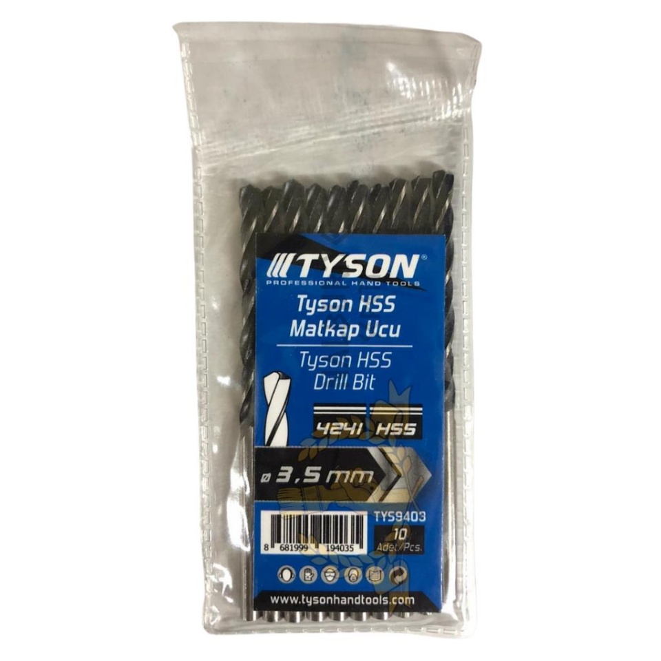 Kupa Tyson Metal Ahşap Delici HSS Matkap Ucu 3.5 mm. - 10 Adet