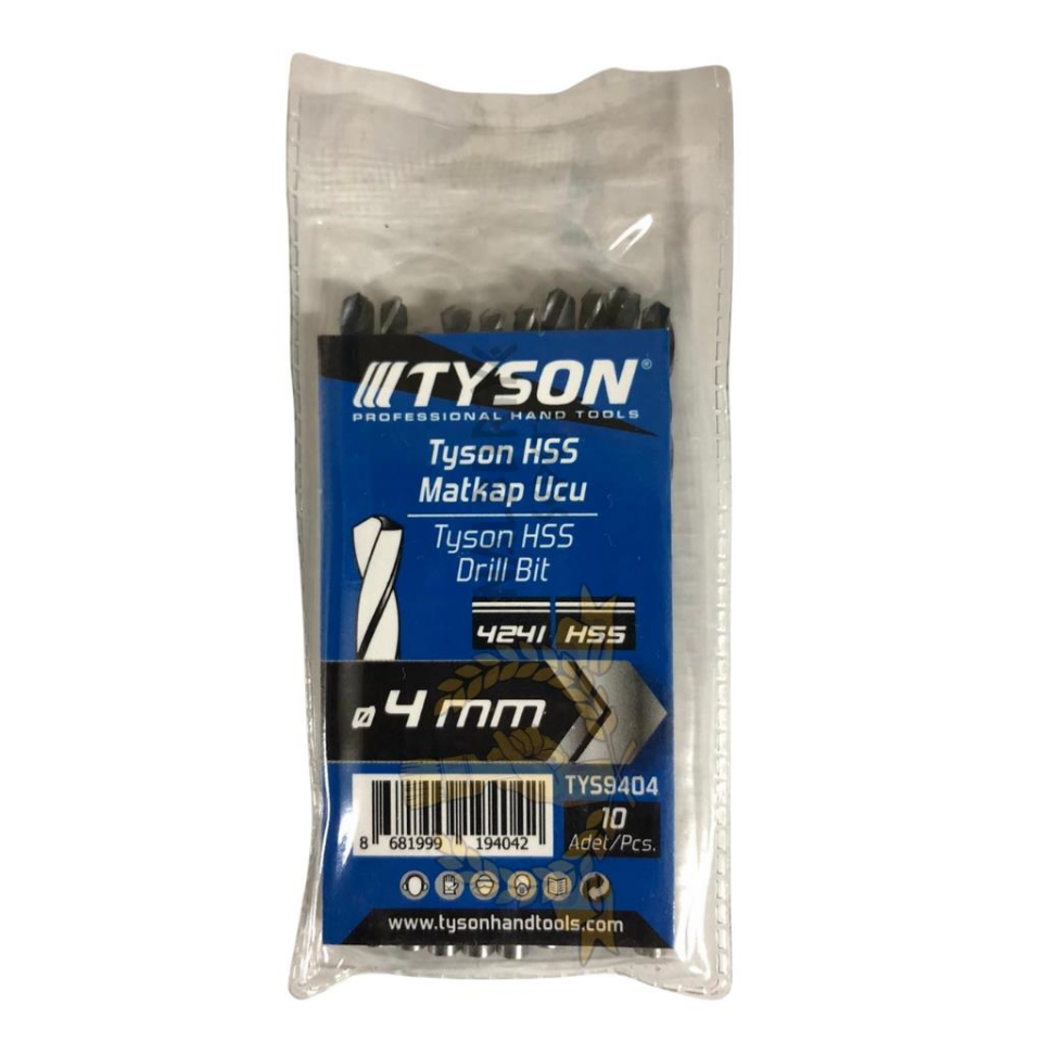 Kupa Tyson Metal Ahşap Delici HSS Matkap Ucu 4.0 mm. - 10 Adet