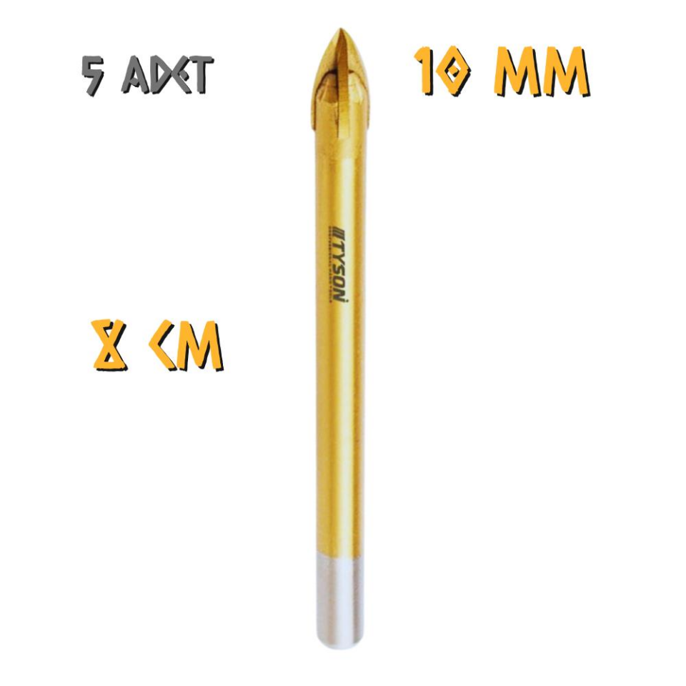 Kupa Tyson Cam Seramik Delici Matkap Ucu 10 mm. - 5 Adet