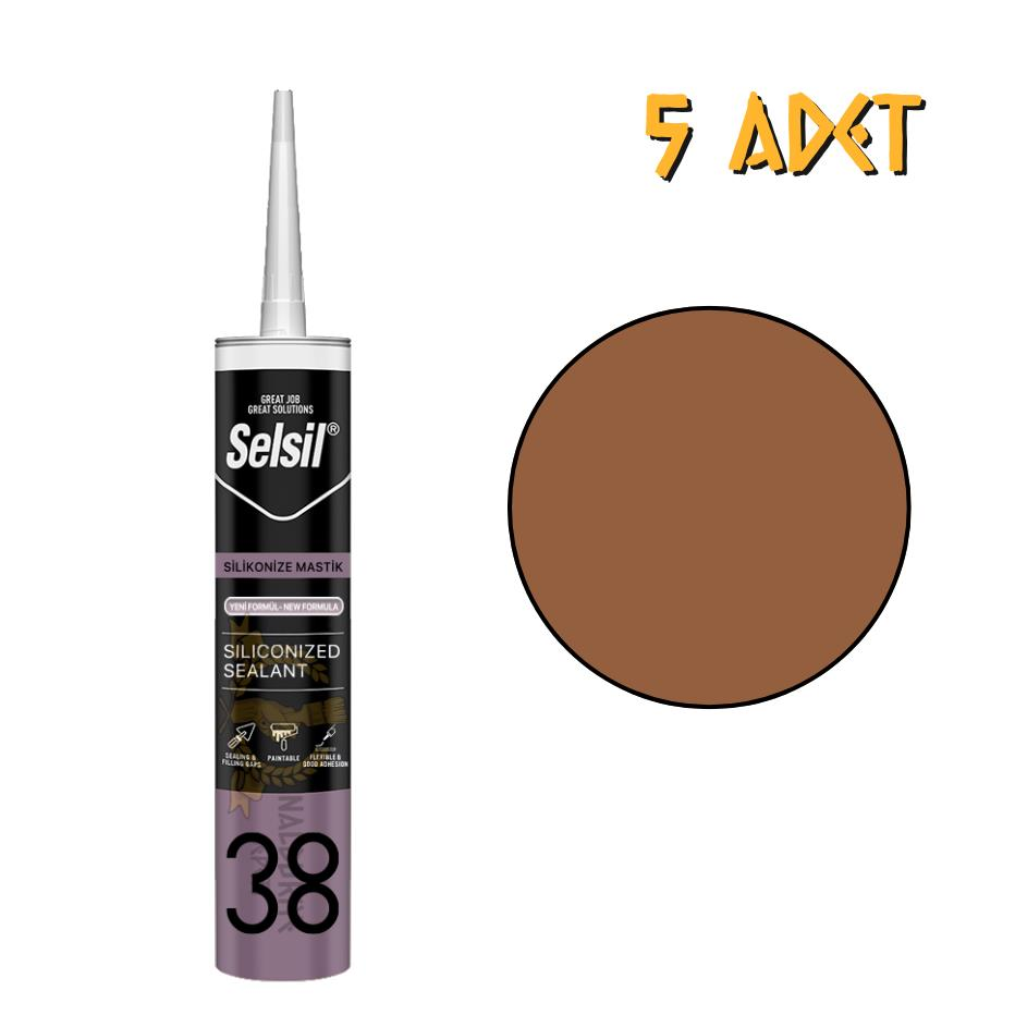 Selsil Silikonize Mastik KOYU MEŞE 500 gr. - 5 Adet