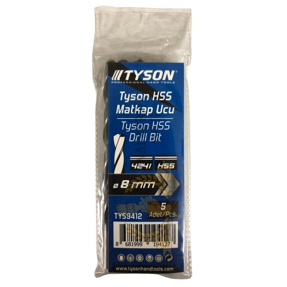 Kupa Tyson Metal Ahşap Delici HSS Matkap Ucu 8.0 mm. - 5 Adet