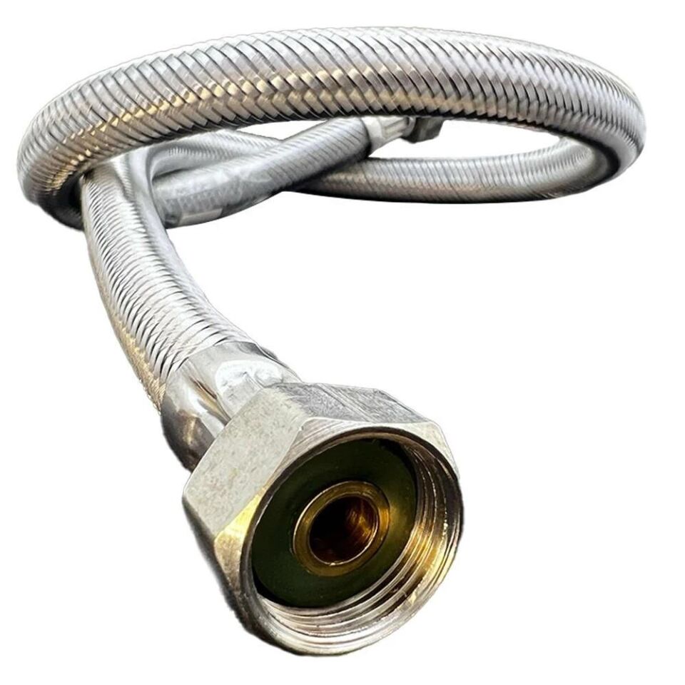 Kupp Çelik Flex Spiral Musluk Bağlantı Hortumu - Dişi 3/8''-3/8'' - 60 cm.