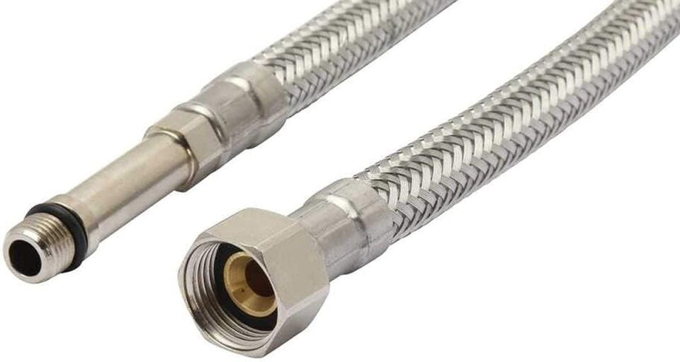 Kupp Çelik Flex Spiral Batarya Bağlantı Hortumu - Dişi 3/8''-M10 - 70 cm.