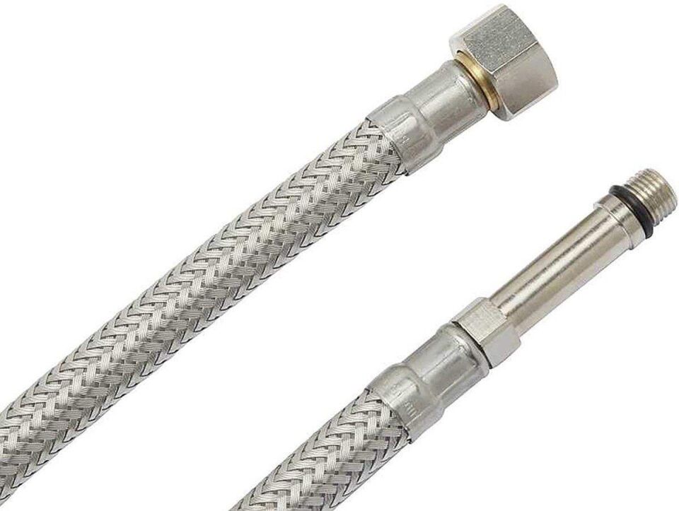 Kupp Çelik Flex Spiral Batarya Bağlantı Hortumu - Dişi 3/8''-M10 - 70 cm.