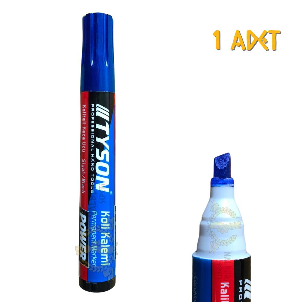 Kupa Tyson Kesik Uçlu Koli Kalemi Mavi - 1 Adet