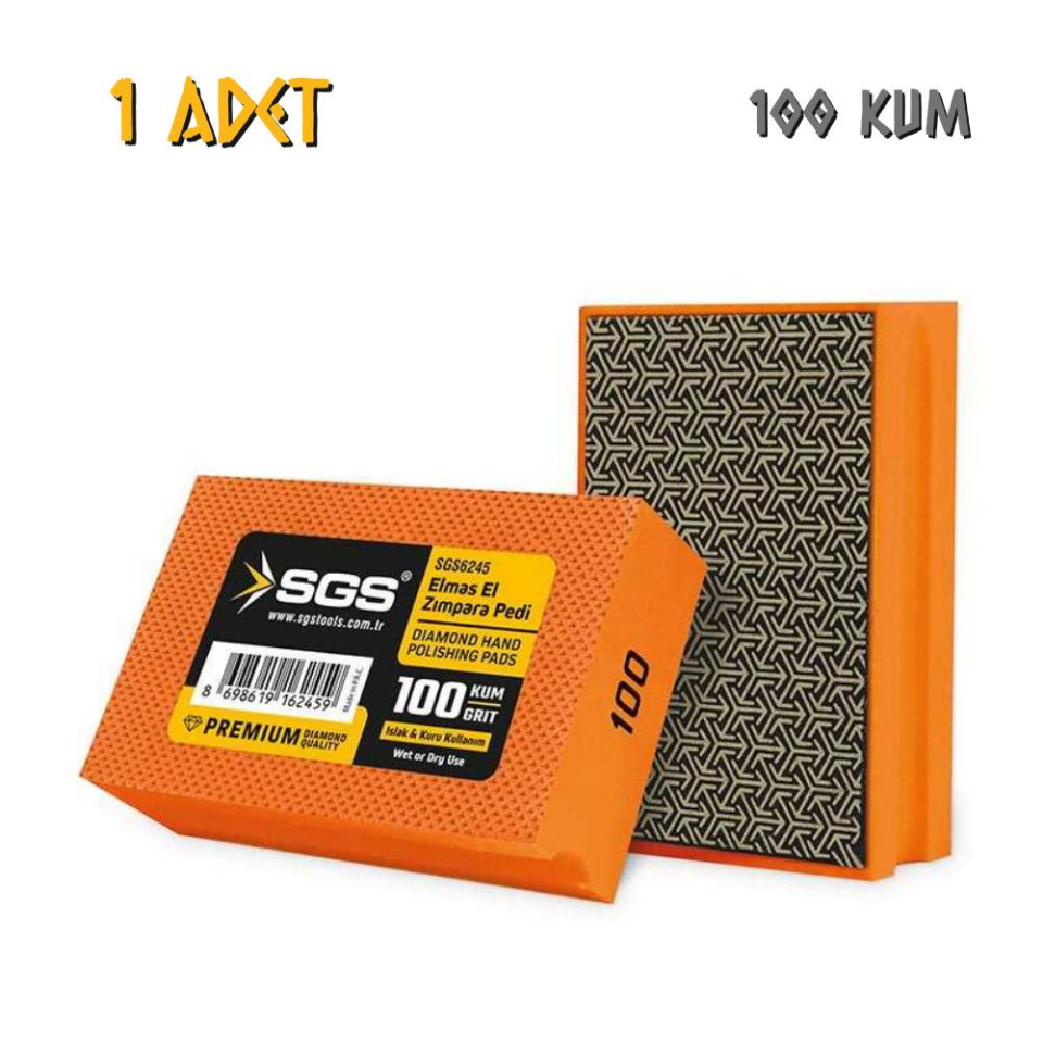 SGS Islak ve Kuru Elmas El Zımpara Pedi - 100 Kum - 1 Adet