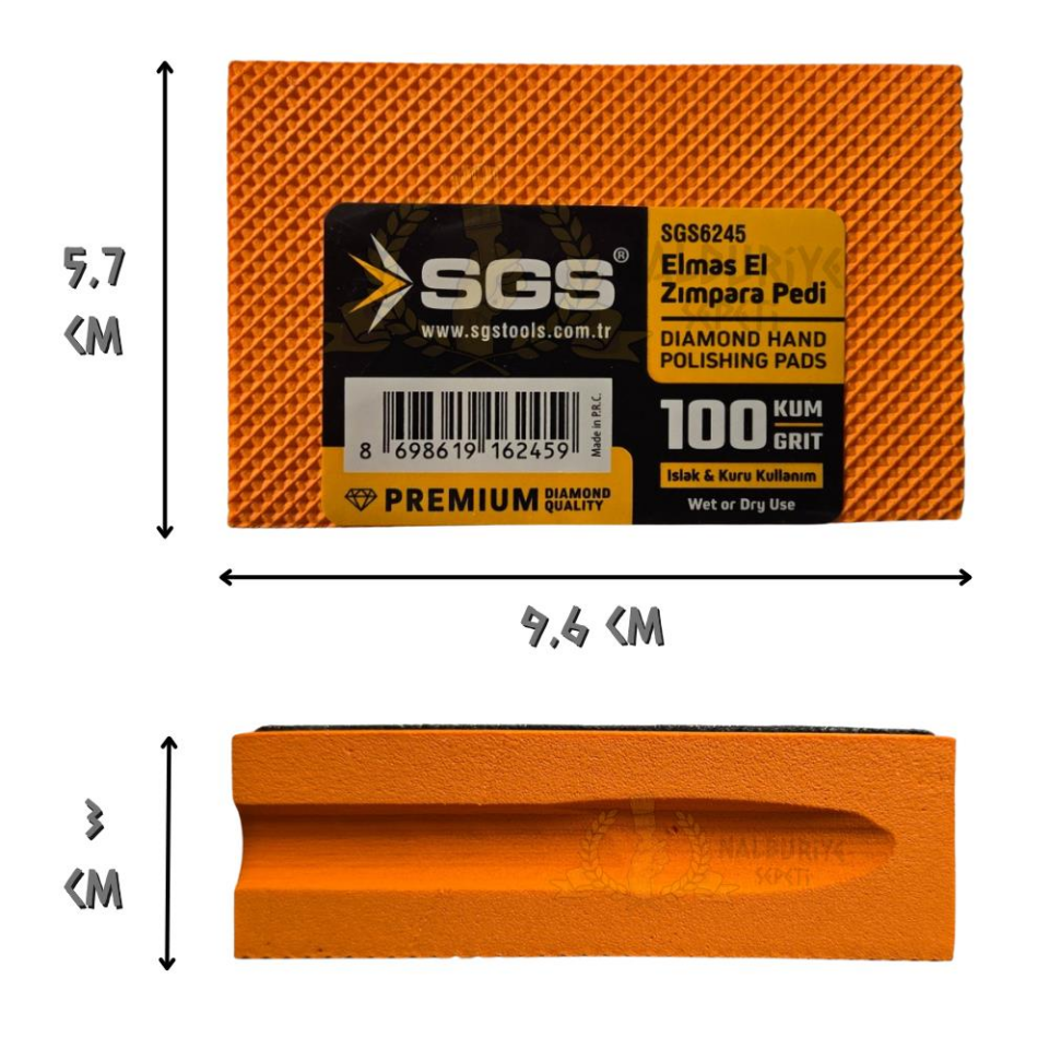 SGS Islak ve Kuru Elmas El Zımpara Pedi - 100 Kum - 1 Adet