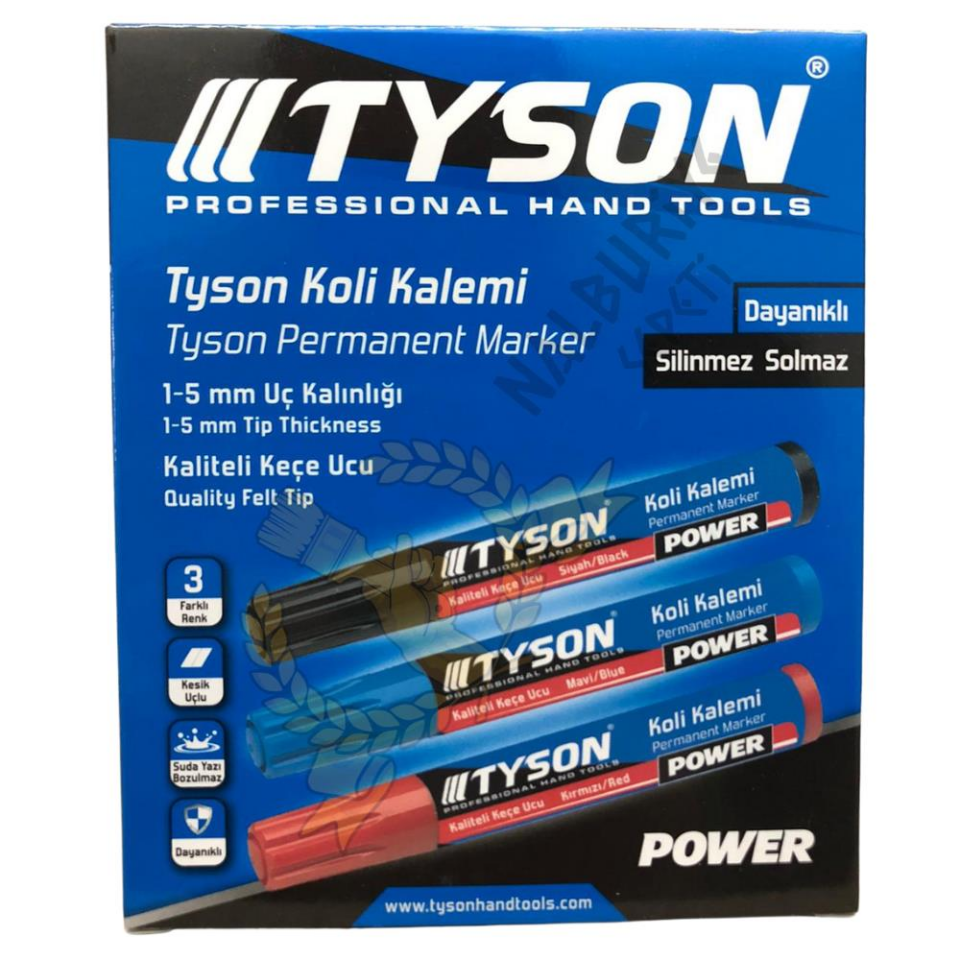 Kupa Tyson Kesik Uçlu Koli Kalemi Siyah - 12 Adet
