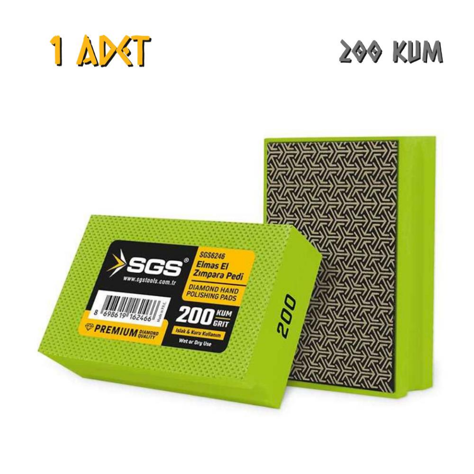 SGS Islak ve Kuru Elmas El Zımpara Pedi - 200 Kum - 1 Adet