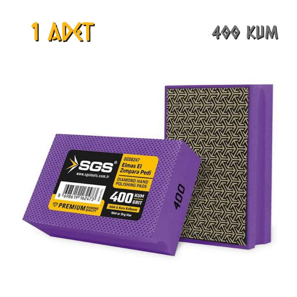 SGS Islak ve Kuru Elmas El Zımpara Pedi - 400 Kum - 1 Adet