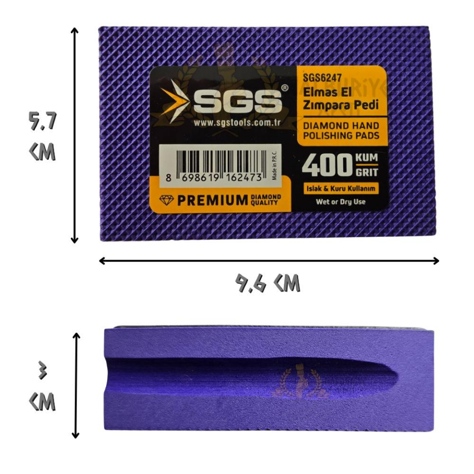 SGS Islak ve Kuru Elmas El Zımpara Pedi - 400 Kum - 1 Adet