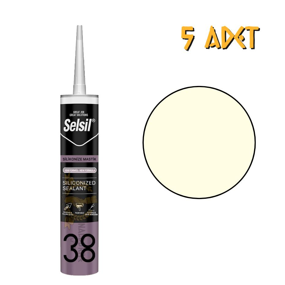 Selsil Silikonize Mastik BEJ 500 gr. - 5 Adet