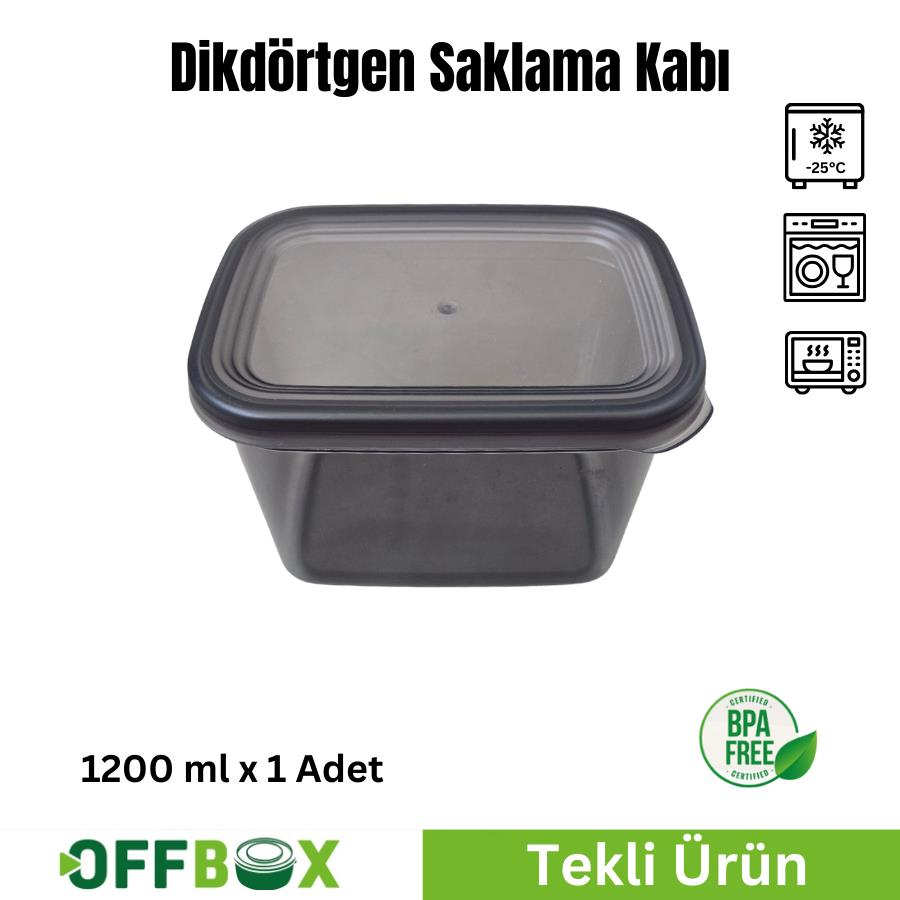 Offbox Dikdörtgen Bakliyat Baharat Gıda Saklama Kabı - 1.2 Lt - 1 Adet