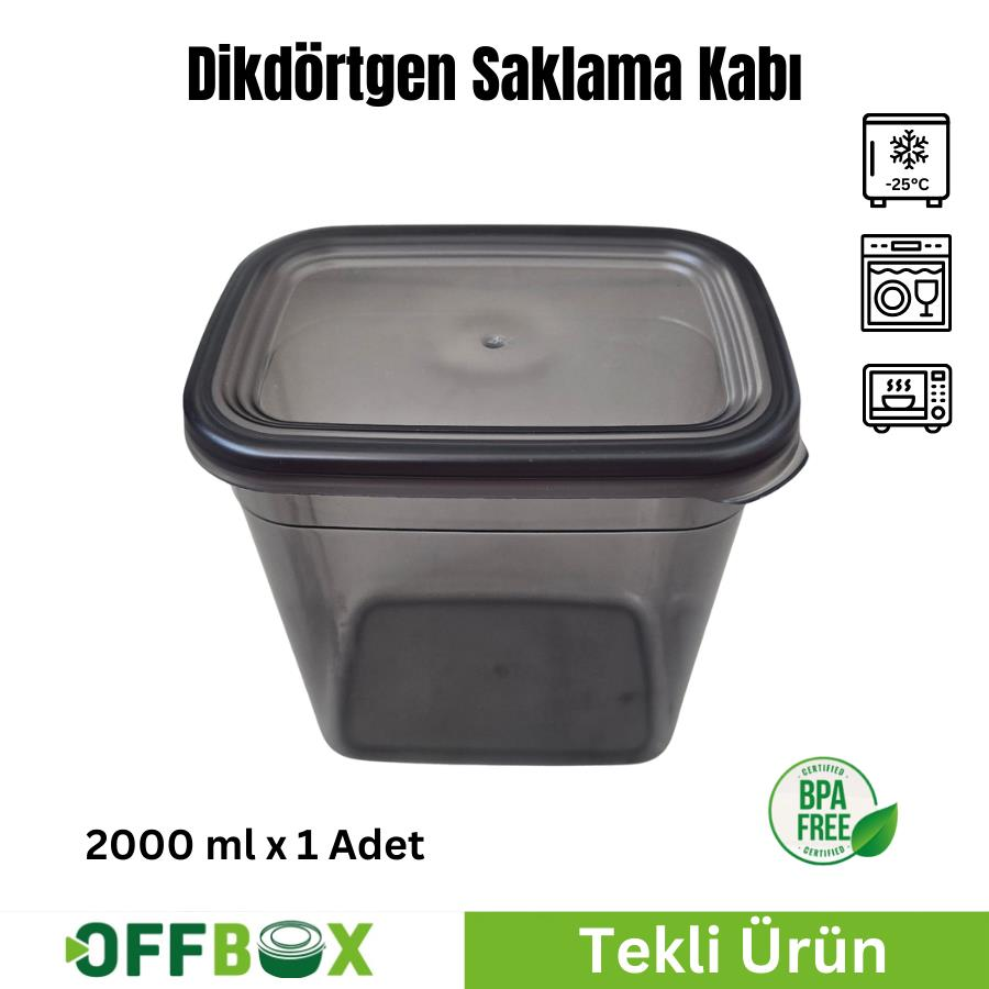 Offbox Dikdörtgen Bakliyat Baharat Gıda Saklama Kabı - 2 Lt. - 1 Adet