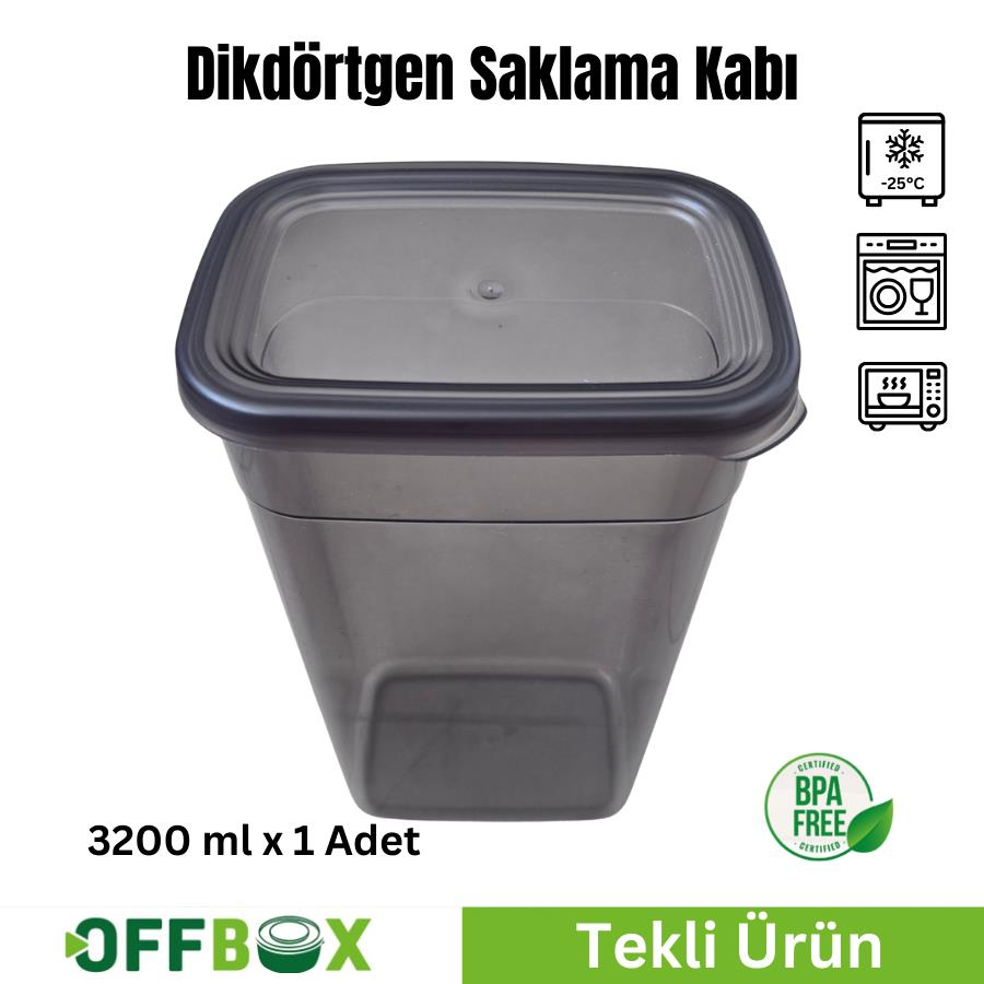 Offbox Dikdörtgen Bakliyat Baharat Gıda Saklama Kabı - 3.2 Lt. - 1 Adet