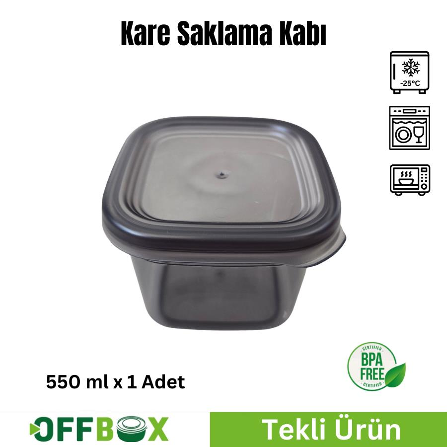 Offbox Kare Bakliyat Baharat Gıda Saklama Kabı - 0.55 Lt. - 1 Adet