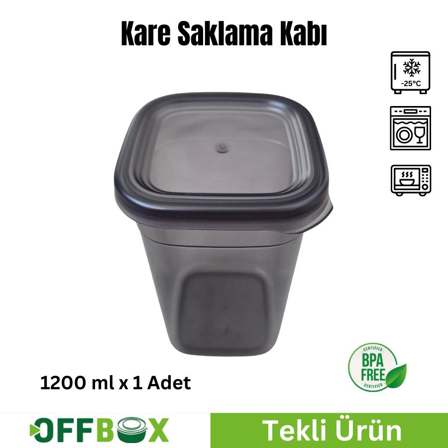 Offbox Kare Bakliyat Baharat Gıda Saklama Kabı - 1.2 Lt. - 1 Adet