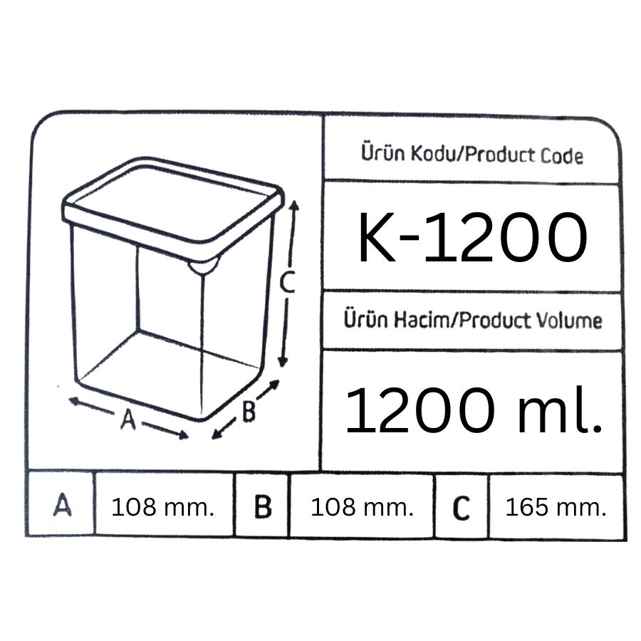 Offbox Kare Bakliyat Baharat Gıda Saklama Kabı - 1.2 Lt. - 1 Adet