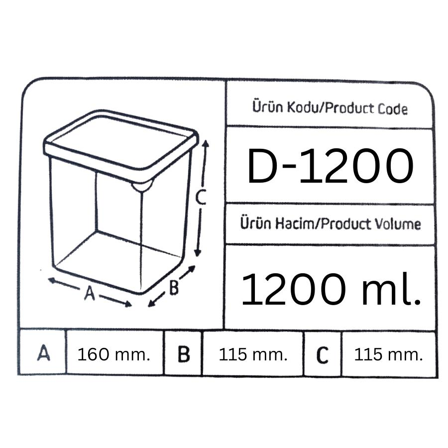 Offbox Dikdörtgen Bakliyat Baharat Gıda Saklama Kabı - 1.2 Lt. - 12 Adet