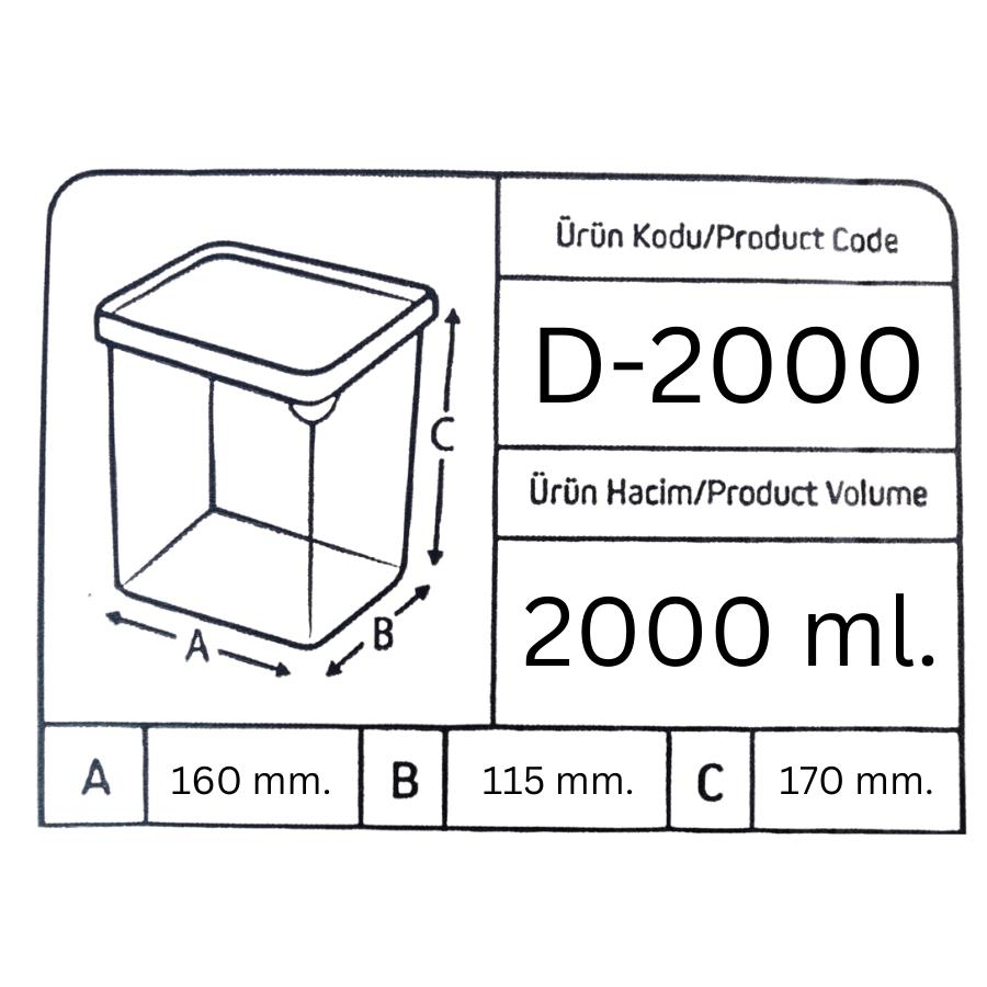 Offbox Dikdörtgen Bakliyat Baharat Gıda Saklama Kabı - 2 Lt. - 12 Adet
