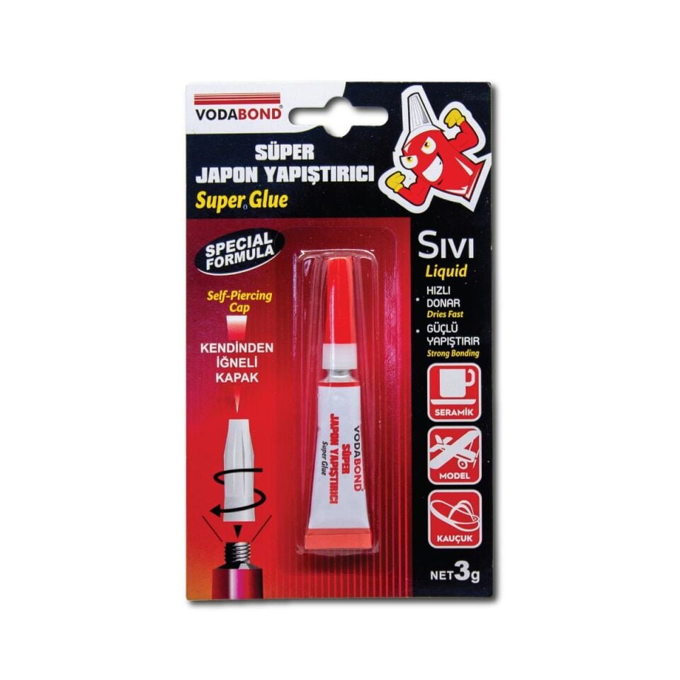 VodaBond Süper Japon Yapıştırıcı Şeffaf - 3 gr. - 1 Adet