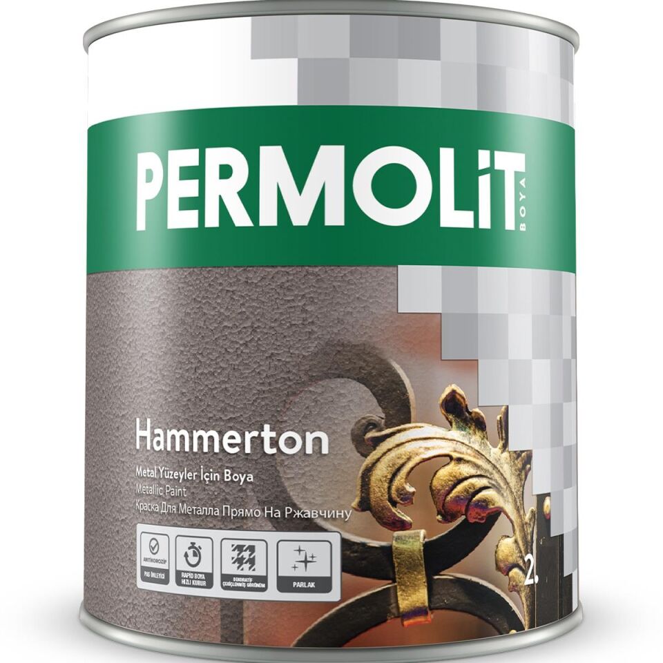 Permolit Hammerton Dekoratif Metal Boyası SİYAH 0.65 Lt.