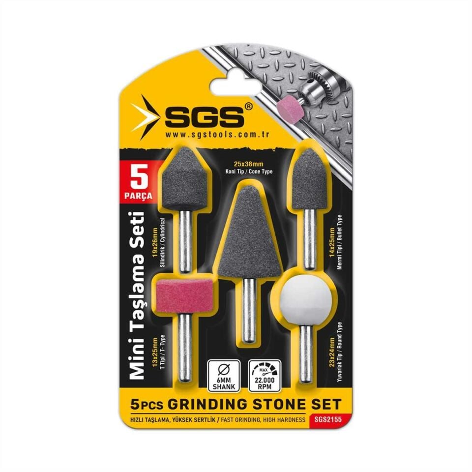 SGS Metal ve Ahşap Mini Taşlama Matkap Ucu Seti - 5 Parça
