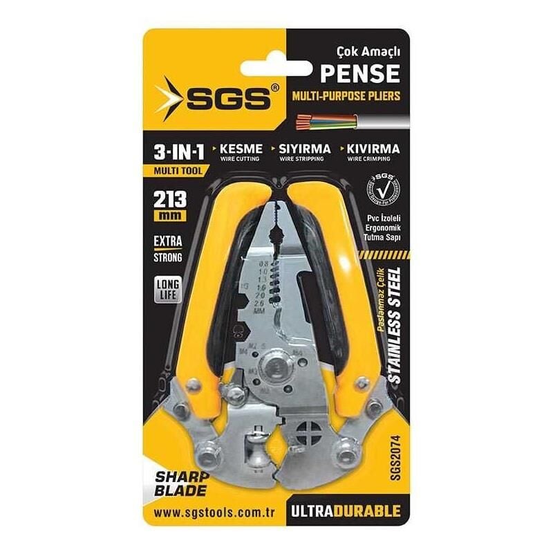 SGS Çok Amaçlı Elektrikçi Pense - Tel ve Kablo Kesme-Sıyırma-Kıvırma
