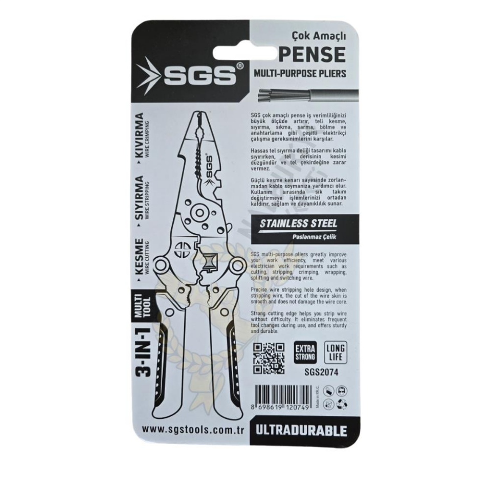SGS Çok Amaçlı Elektrikçi Pense - Tel ve Kablo Kesme-Sıyırma-Kıvırma