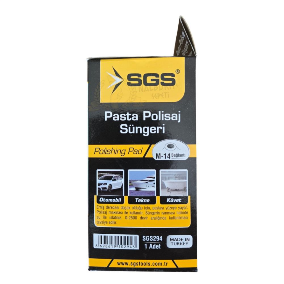 SGS Pedli Pasta Polisaj Süngeri - 150 mm. - M14 Bağlantı - 1 Adet