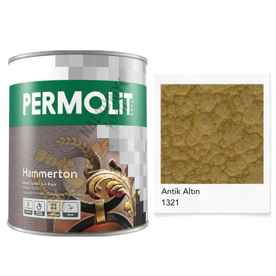 Permolit Hammerton Dekoratif Metal Boyası ANTİK ALTIN 0.65 Lt.