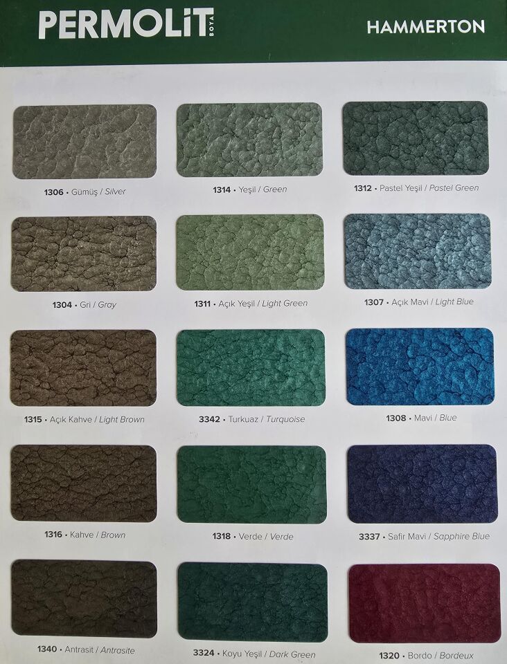 Permolit Hammerton Dekoratif Metal Boyası YEŞİL ALTIN 2.2 Lt.