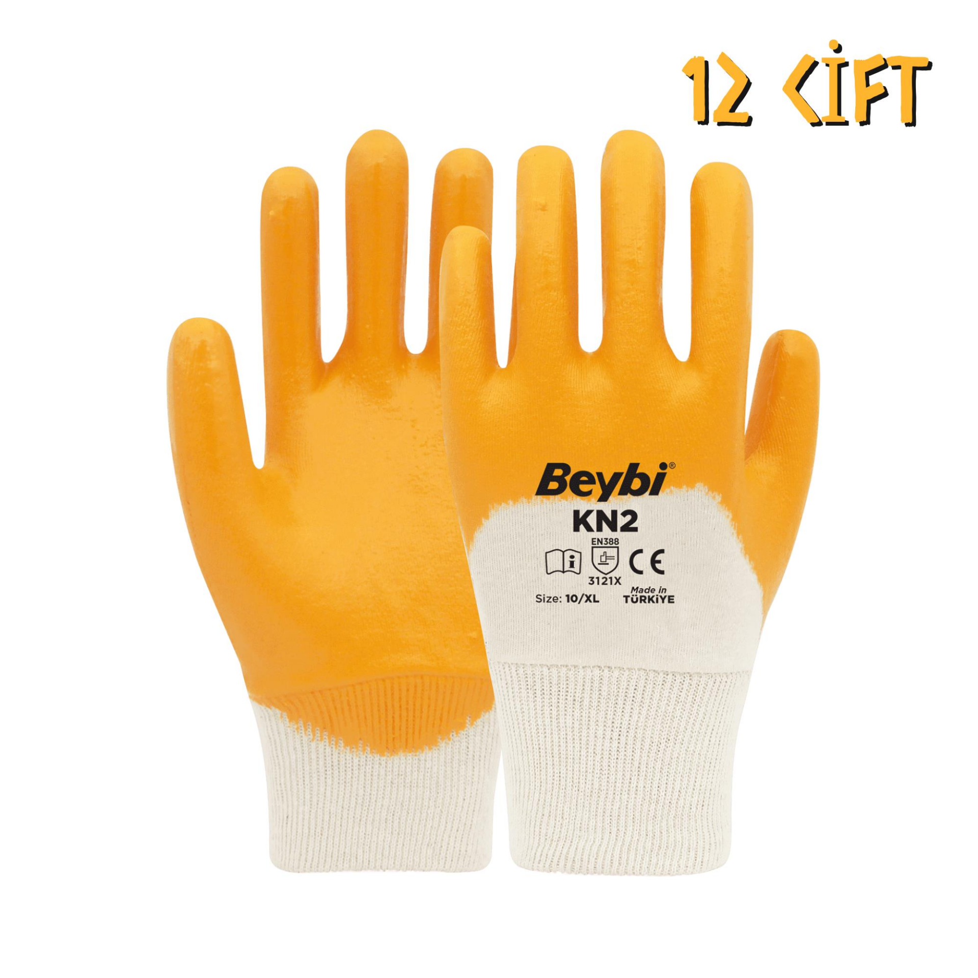Beybi Pamuk-Nitril 3/4 Kaplama İş Eldiveni KN2 No: 10 - 12 Çift